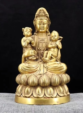 黄铜送子观音送子娘娘家用供佛