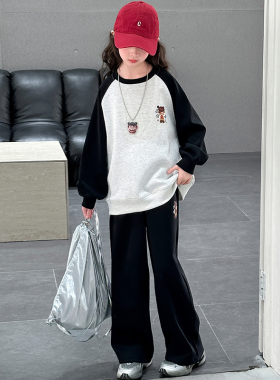 哪吒女童卫衣套装春秋款2025新款春装洋气时髦中大童长袖两件套潮