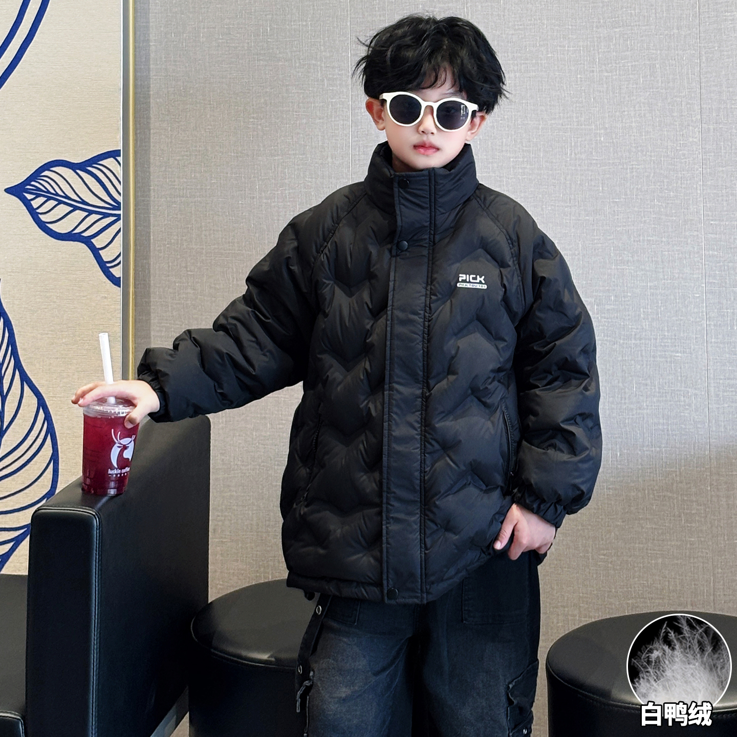 男童羽绒服冬装轻薄白鸭绒外套潮