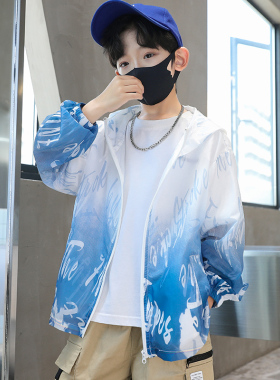 韩国潮男童防晒衣2025新款夏季轻薄透气皮肤衣中大童防紫外线外套