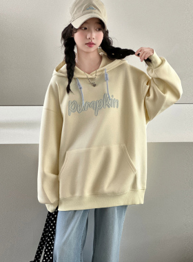 韩国女童连帽卫衣春装2026新款女孩洋气休闲绣花中大童打底衫上衣