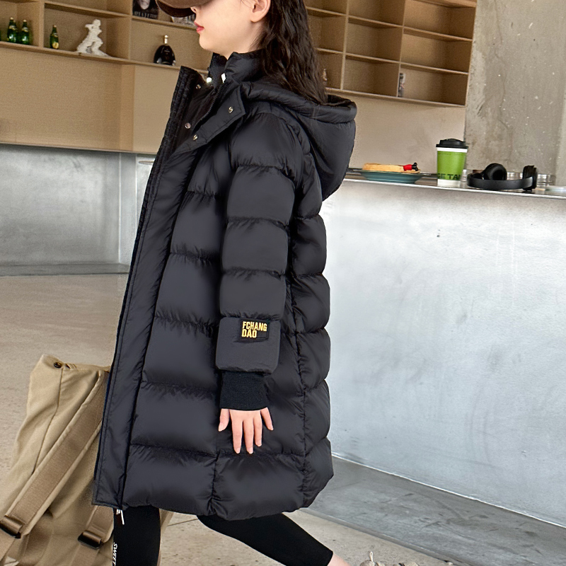 韩国潮女童羽绒服中长款加厚保暖