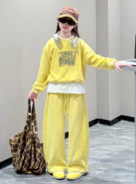 韩国女童套装春秋2026新款洋气女孩休闲假两件卫衣中大童两件套潮