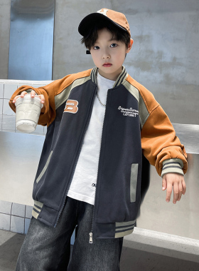 男童棒球服外套加厚秋冬新款洋气韩版秋装中大童男孩运动夹克上衣