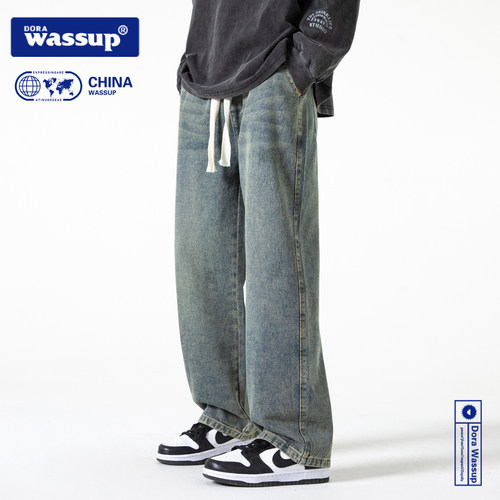 DORA WASSUP男士直筒牛仔裤春秋季长裤复古水洗休闲宽松裤子男潮