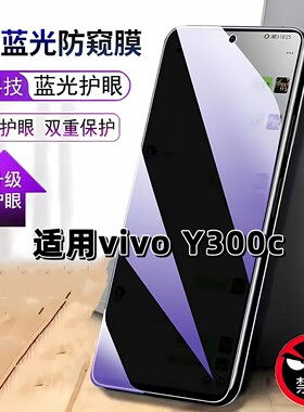适用vivoV2435A防窥膜Y300C抗蓝光护眼防偷窥步步高丫300c钢化膜5G手机膜VIVOY300C黑边防偷看保护隐私贴膜