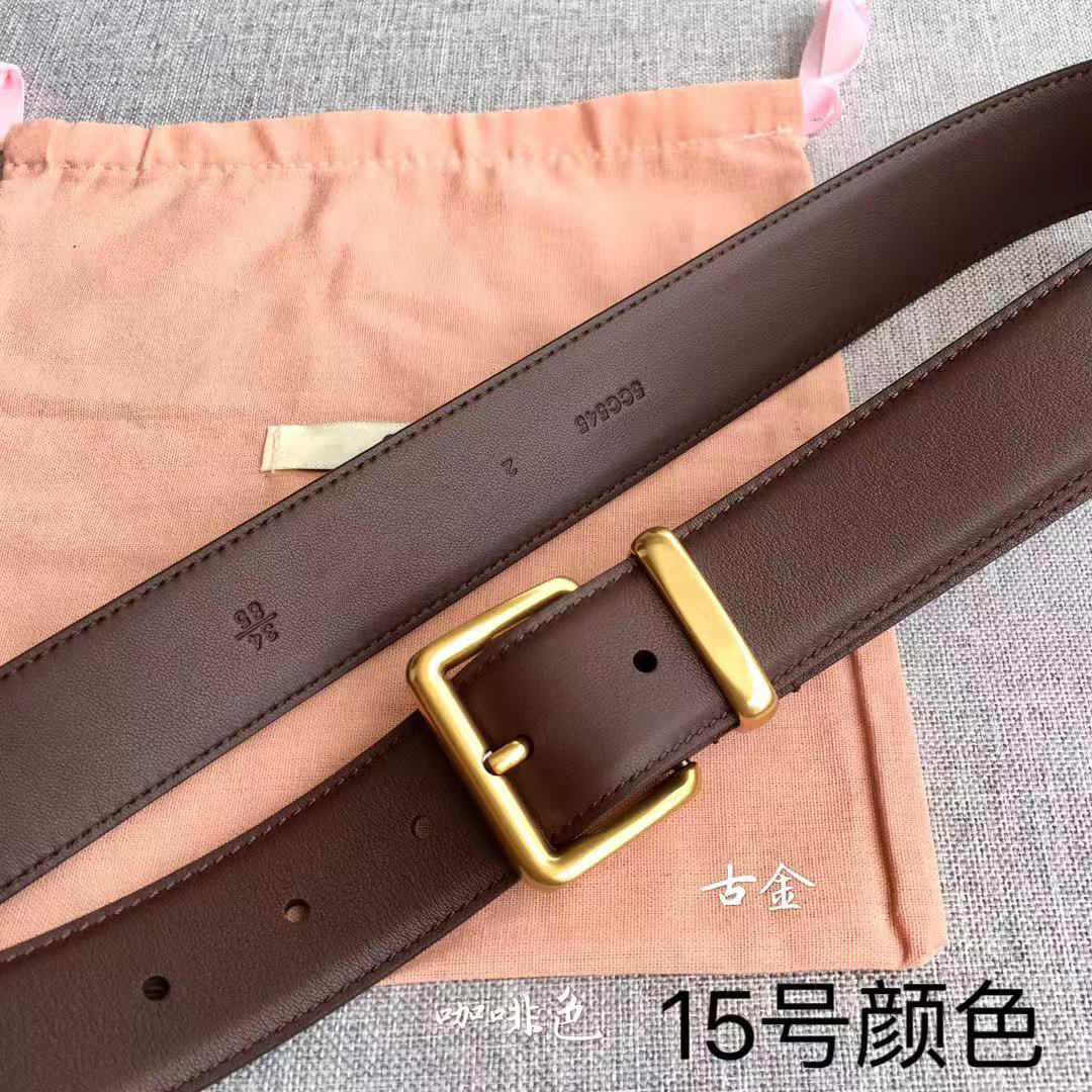 新款miuuw家皮带女进口头层牛皮3.5cm复古真皮腰带时尚百搭