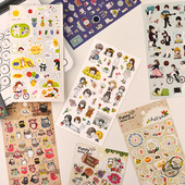 少女人物日常猫头鹰动物蛋糕寿司花朵韩国funny贴纸手帐相册贴画