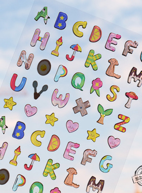 韩国FUNNY贴纸英文字母数字手帐账手机壳立体儿童小可爱装饰贴画