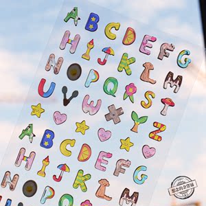 韩国FUNNY贴纸英文字母数字手帐账手机壳立体儿童小可爱装饰贴画