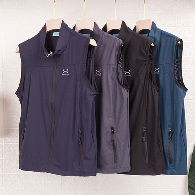 男士户外夏季速干马甲薄款立领