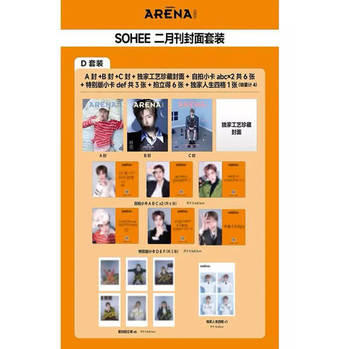 计入销量 时尚竞技场 二月 SOHEE 李炤熙官方D版：A+B+C封面+小卡+拍立得 ARENAHOMMEPLUS时尚竞技场杂志2026年2月RIIZE Arena电商