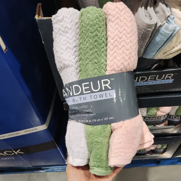 grandeur纯棉快干速干浴巾3条76*137cm 纯色良心costco代购低捻