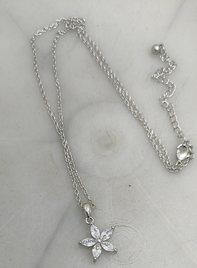 50满29元包邮  铜坠镶嵌锆石项链