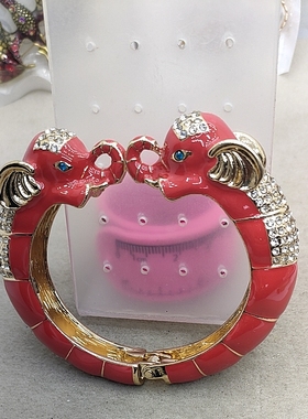 18满29元包邮  珐琅彩手镯  滴釉大象手镯  大象鼻子对接错位瑕疵