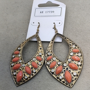 37满29元 复古满钻耳钉耳坠 包邮