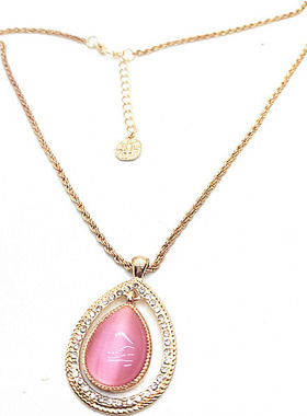 打标猫眼石项链水滴形时尚饰品