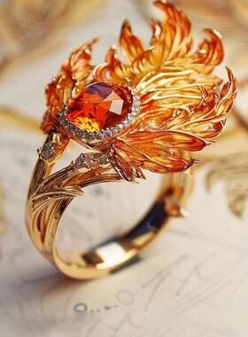 火凤凰羽翼戒指女轻奢高级感巨好看的凤凰翅膀尾戒高颜值凤尾指环