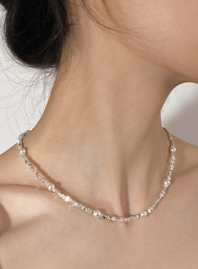 亮闪闪滴~碎银子珍珠锁骨链