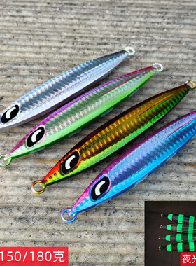 新款子夜路亚回手刀飘落式远投金属铁板130/150/180克翘嘴鲈鱼路