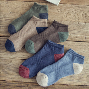袜子男短袜潮纯棉防臭吸汗秋季 毛巾底防滑减震矮腰秋冬日系男袜