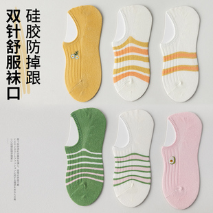 船袜女纯棉防滑脱不掉跟隐形袜夏季 ins潮日系袜子 浅口短袜薄款