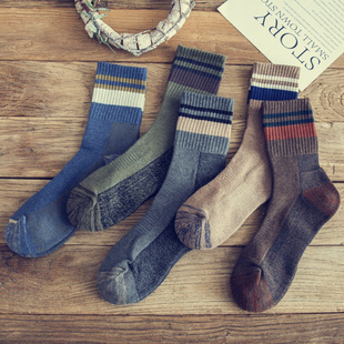 袜子男长袜潮冬季 加厚保暖毛圈防臭纯棉高帮毛巾底秋冬潮流中筒袜