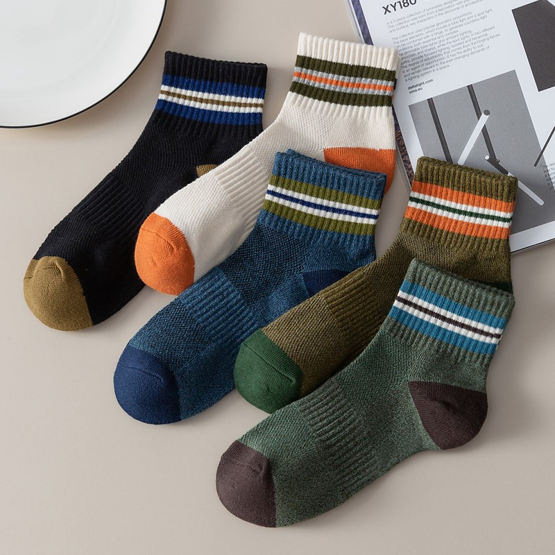 个性防臭吸汗四季男条纹短袜
