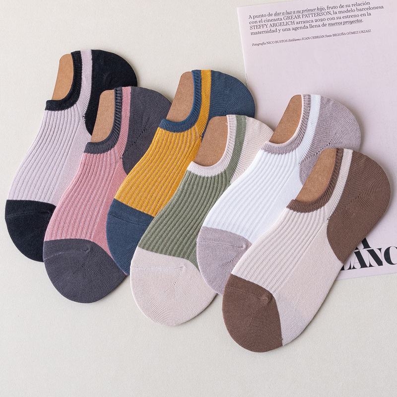 低帮浅口春夏女吸汗透气拼色隐形