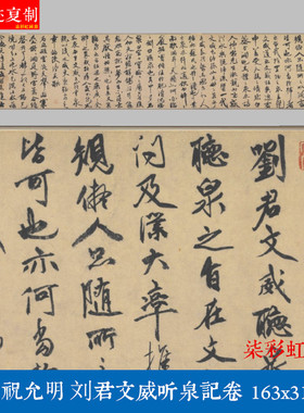 明祝允明（祝枝山）刘君文威听泉记微喷复制学习临摹名家草书字帖
