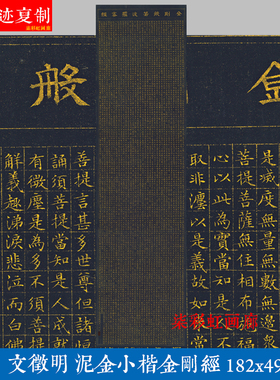 明 文徵明泥金小楷金刚经立轴复古仿古挂画微喷原大复制装饰画