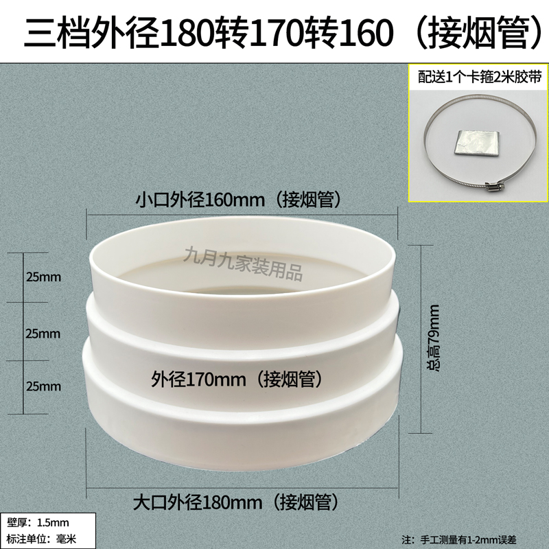 变径圈160转180异径大小头直接pvc管油烟机烟管转换出风口排气-封面