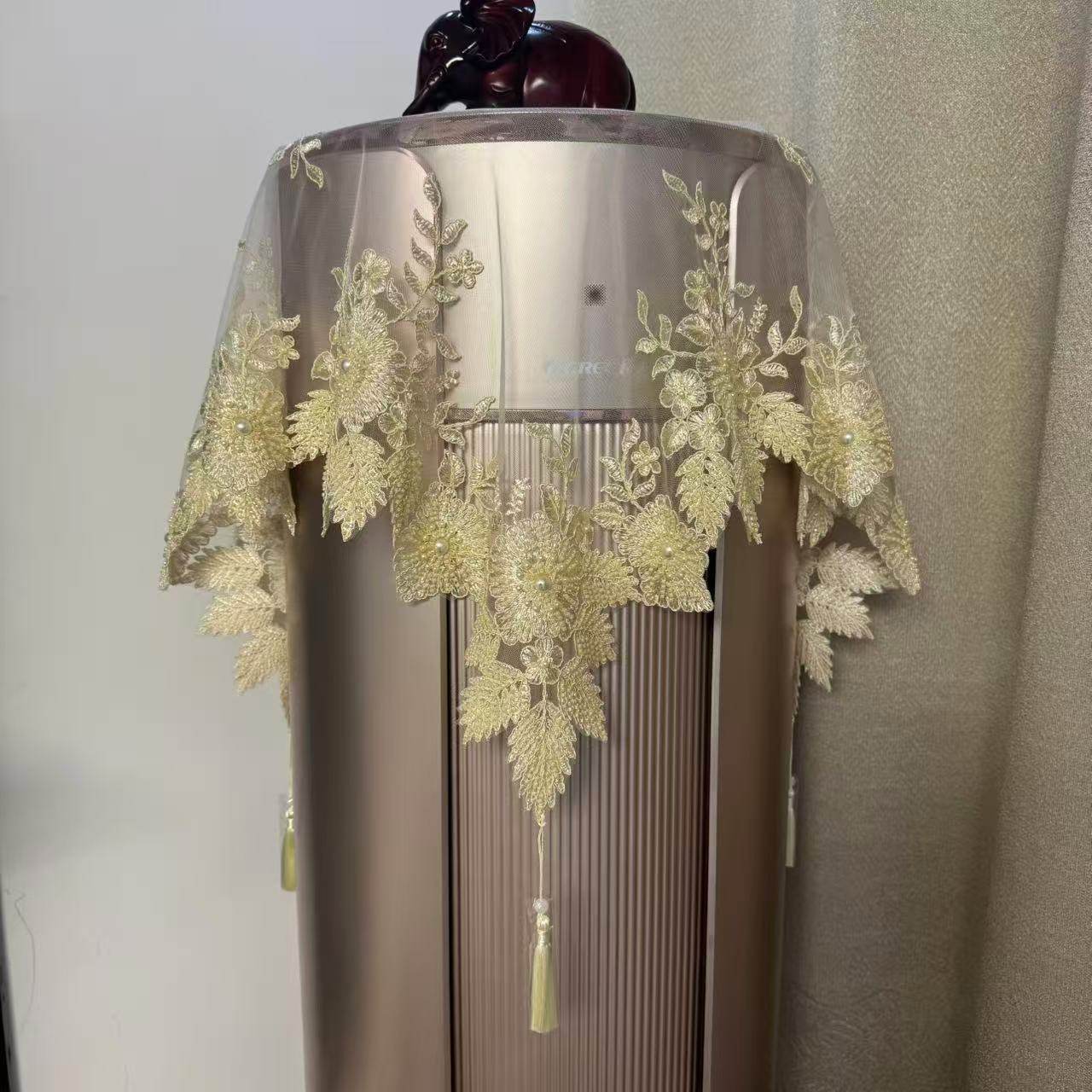 欧式蕾丝手工钉珠圆柱立式空调盖布空调罩防尘罩小圆桌万能盖巾,居家布艺,万能盖巾,淘宝优惠券,粉丝福利购,淘宝优惠卷