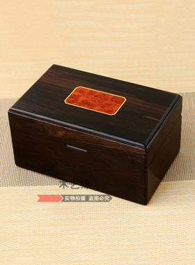 实木翻盖式饰品盒紫光檀玉石翡翠手镯手串盒子红木把件吊坠玉牌盒