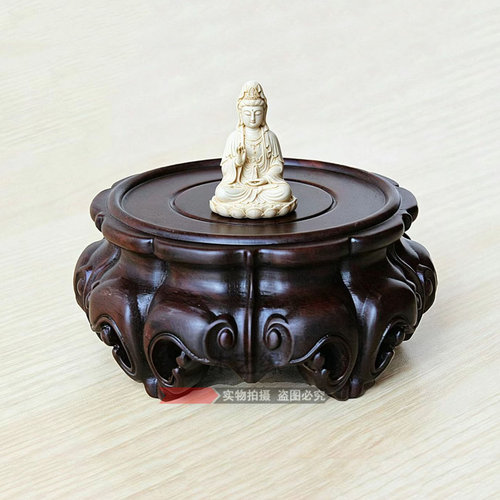 黑檀红木整木雕刻佛像玉器底座