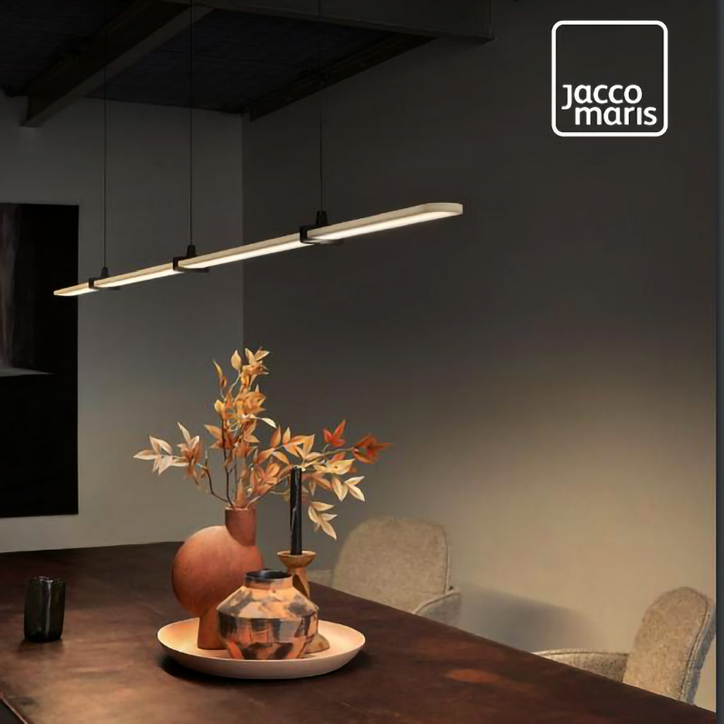 荷兰Jacco Maris Coco 极简长条餐厅吊灯设计师款书房前台吧台灯