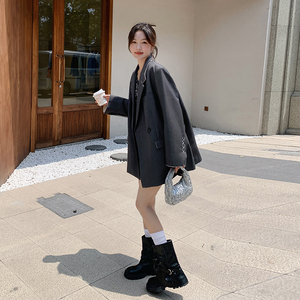 现货-高级感宽松休闲翻边袖口西装306-QD28-P145-K208图片