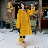 -跑量姜黄色显白环保皮草长款外套送包包306-QD108-P185-K288，女装皮草，浙宝306