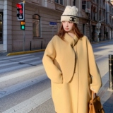 现货-鹅黄色胸口绑带双面呢外套306-AW84-p260-k388,女装毛呢外套,浙宝306,浙宝-网红风 现货-鹅黄色胸口绑带双面呢外套306-AW84-p260-k388,女装毛呢外套,浙宝306,浙宝-网红风