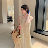 法式初恋甜美白色连衣裙女夏季2025新款高级感减龄泡泡袖仙女长裙，女装连衣裙，浙宝306