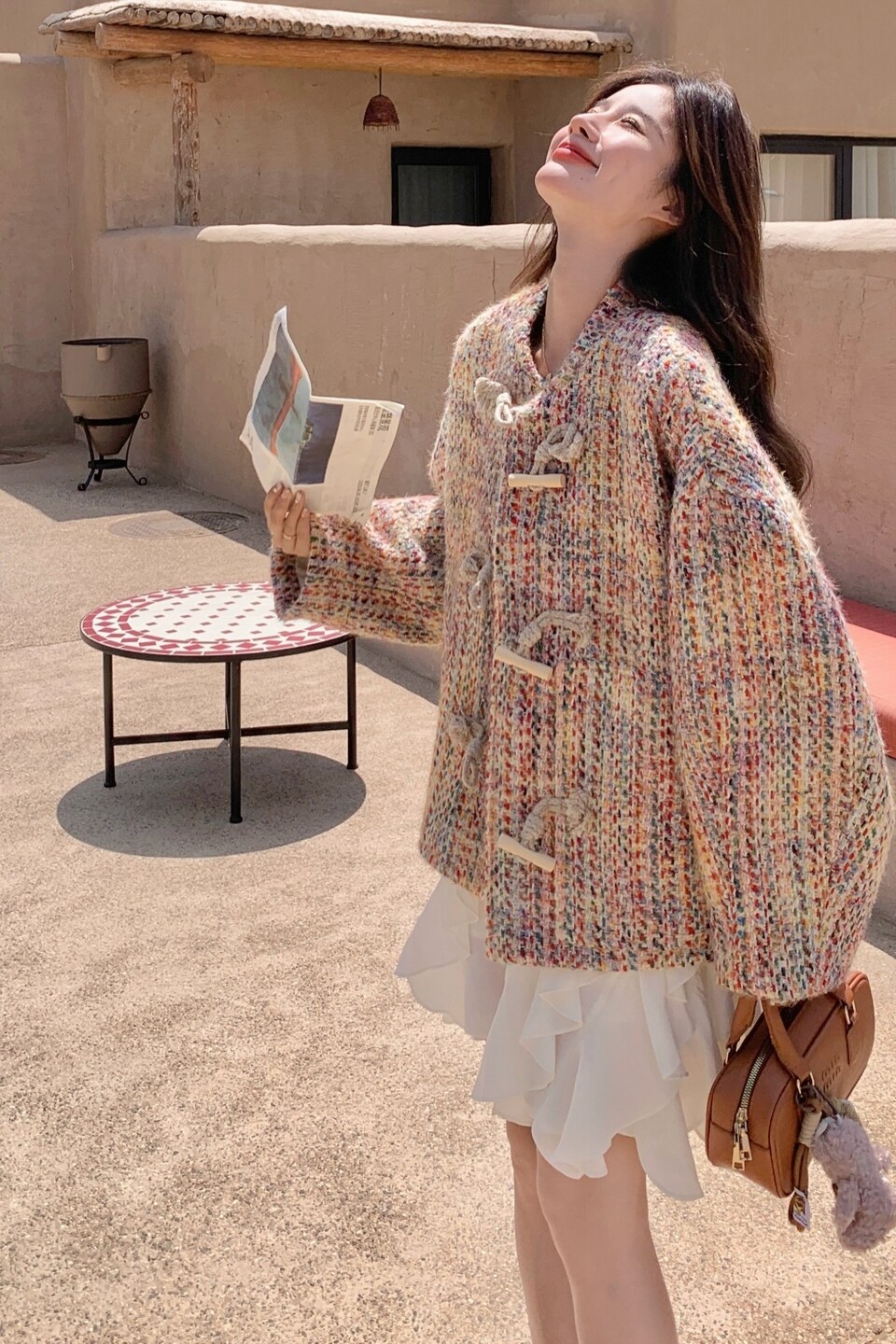 小香风设计感外套女2025秋新款超好看独特漂亮减龄牛角扣编织上衣,女装短外套,浙宝290（原306）