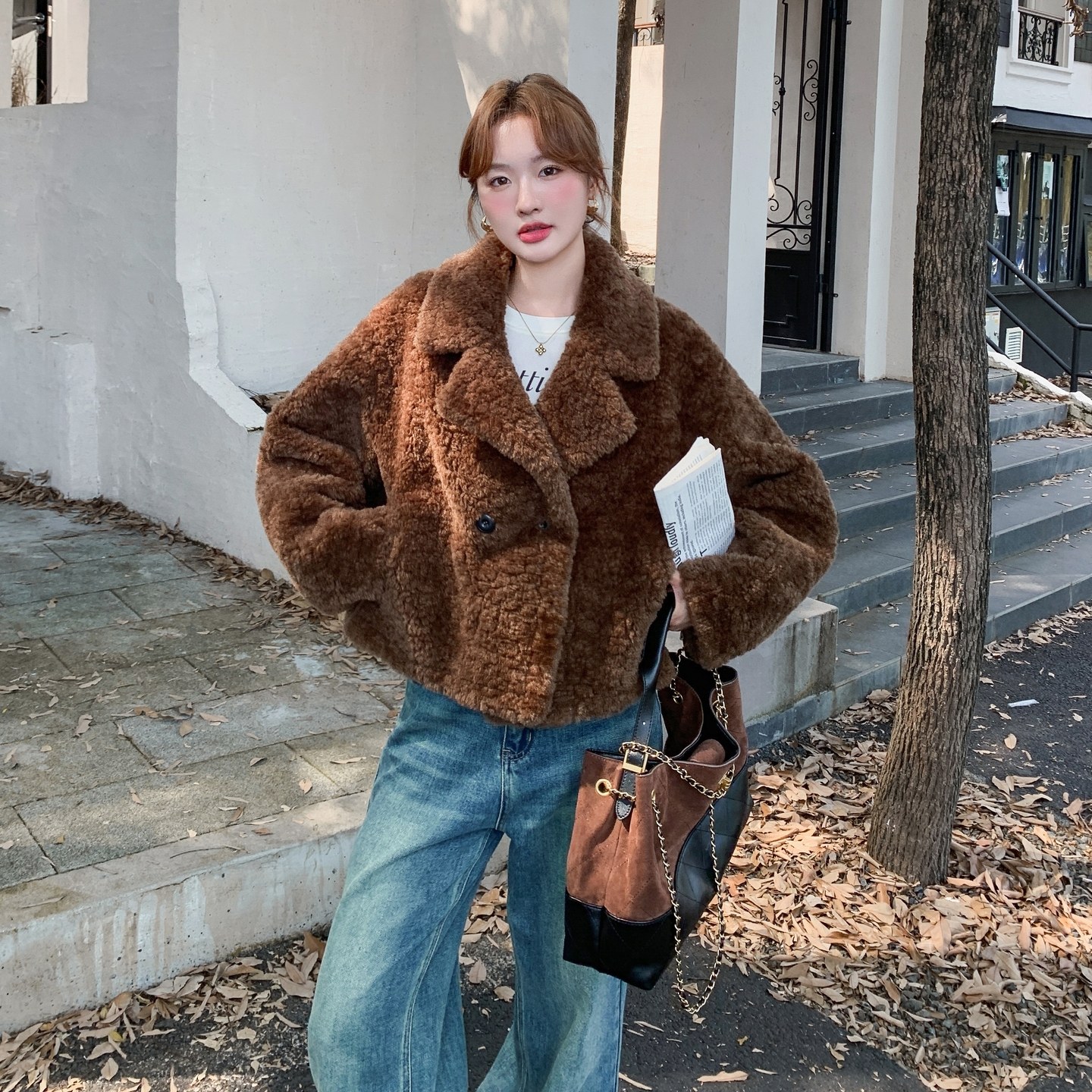 现货-咖色环保皮草外套306-AW112-p185-k278图片 现货-咖色环保皮草外套306-AW112-p185-k278图片