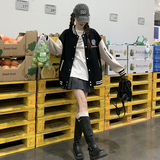 现货-24春-黑色拼接学院风棒球服外套306-24011-P135-K188，女装短外套，浙宝306
