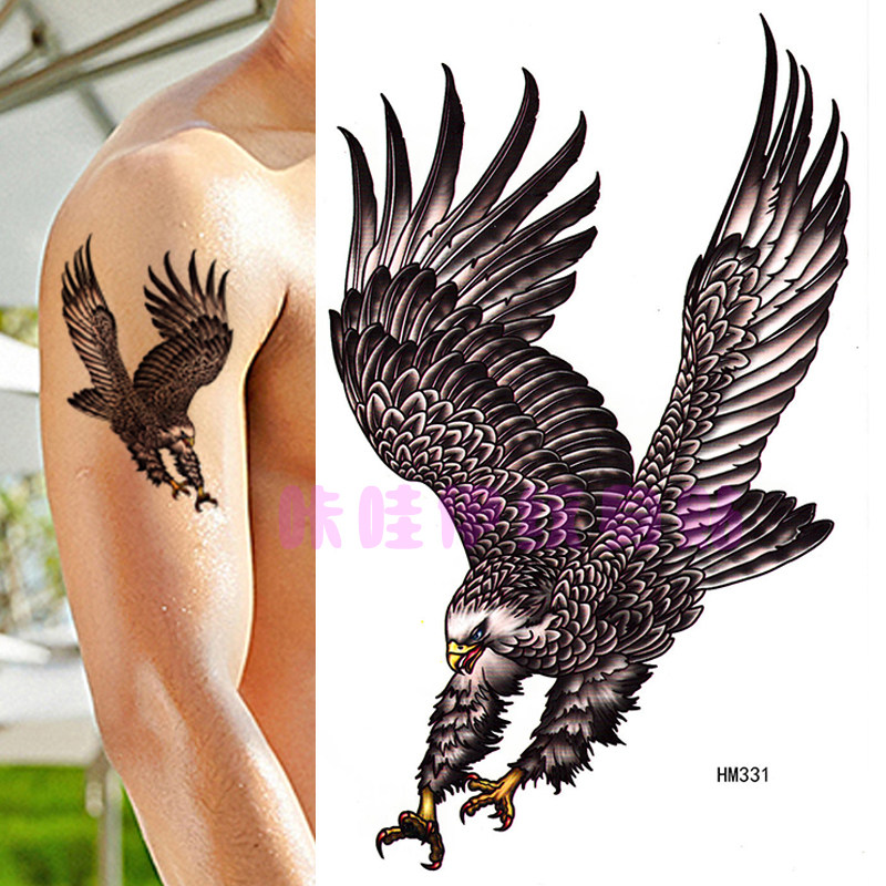 大图老鹰纹身贴纸防水男女款持久仿真霸气胸部花臂遮疤痕刺青贴