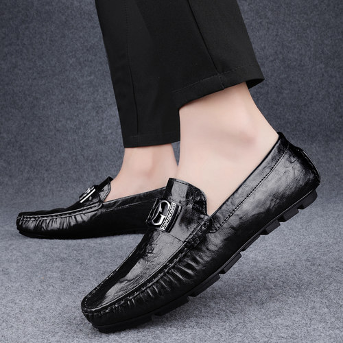 休闲皮鞋真皮豆豆鞋男款