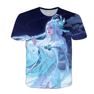 王者荣耀露娜霜月吟衣服3D男女鲁班短袖t恤夏季青少年儿童COS上衣
