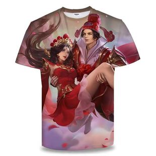 王者荣耀孙悟空大圣娶亲衣服3D印花男女短袖t恤夏青少年儿童上衣
