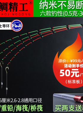 筏竿筏钓竿稍全磁环桥筏杆稍纳米玻纤半钛全钛全瓷环竿梢 2.6通用