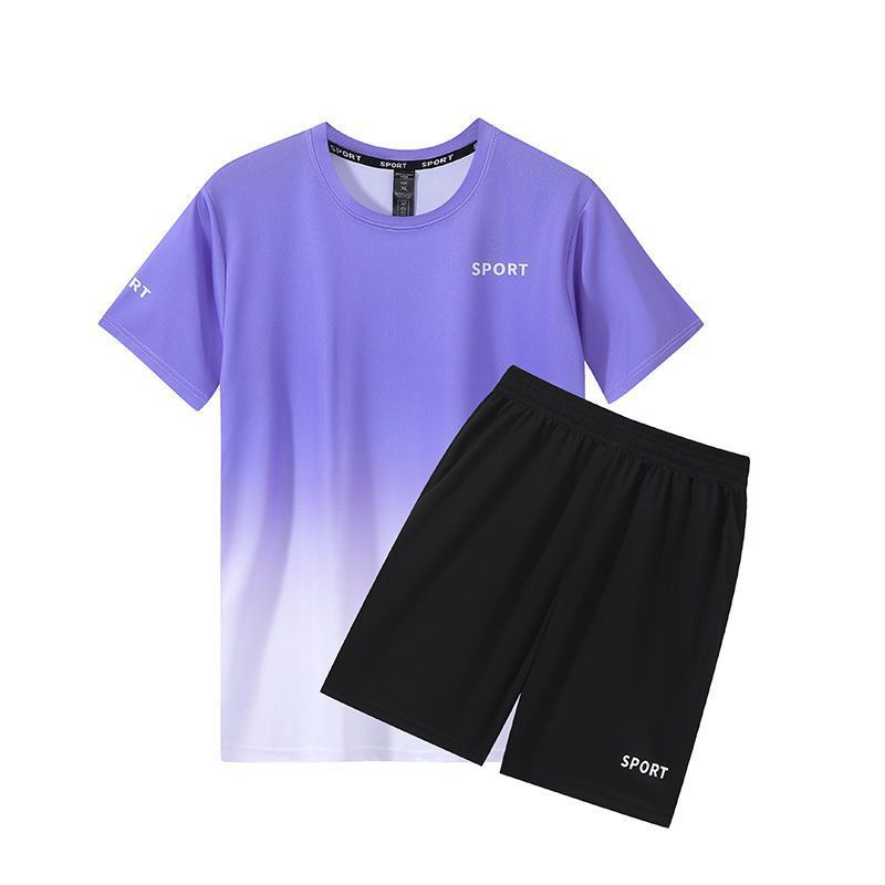 健身衣服运动服套装夏季短袖T恤百搭跑步运动套装篮球训练短裤男