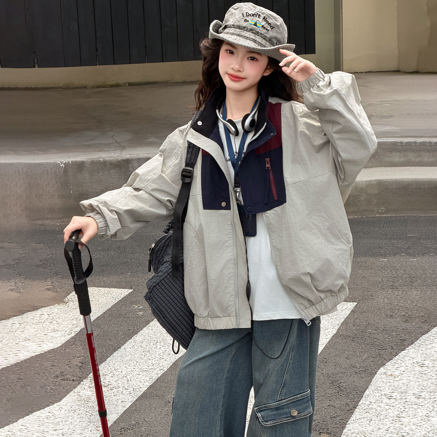 女童外套秋装新款防风冲锋衣